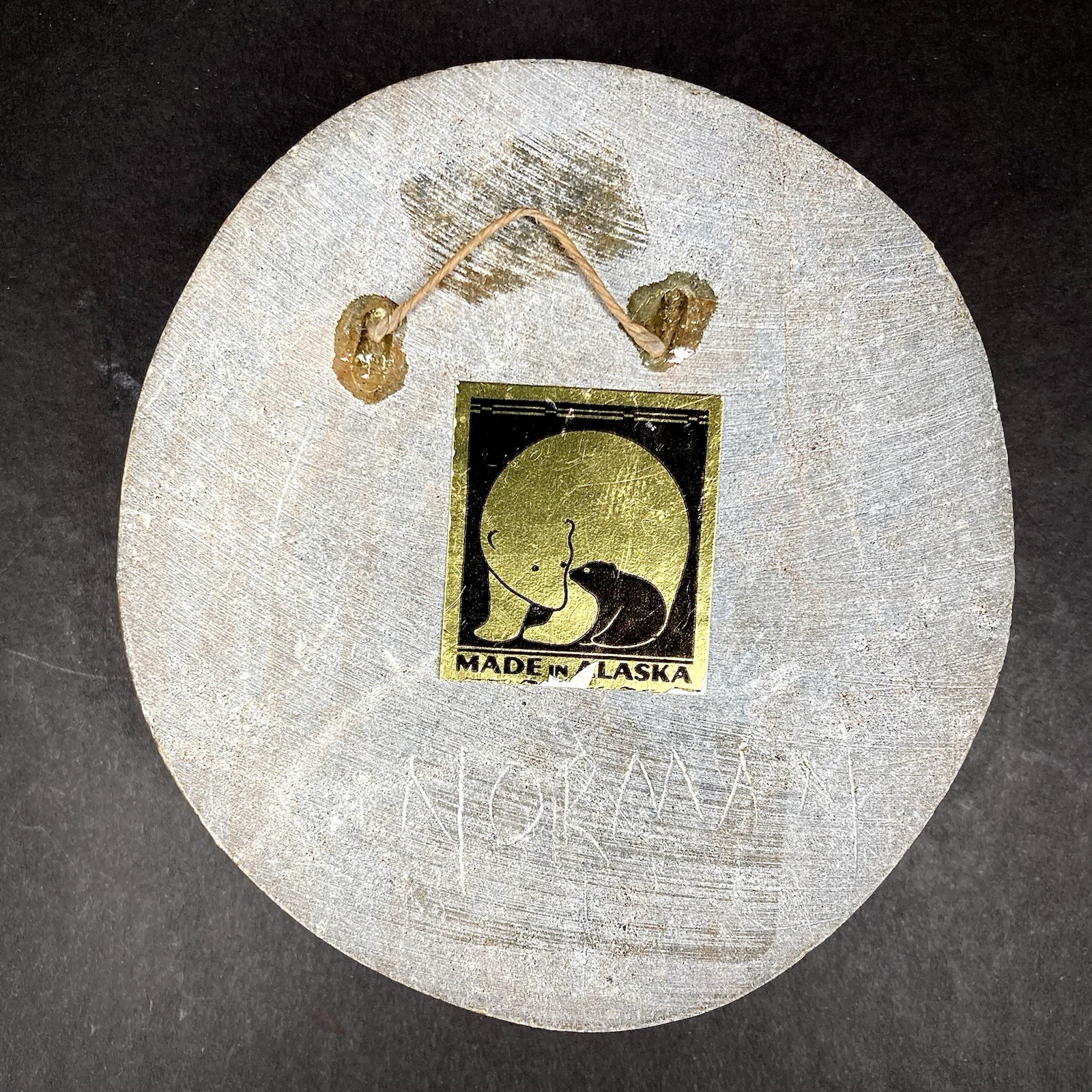 Alaska Native Handcrafted Stone Spirit In Eye Mask Soapstone Hangable Carving 3”