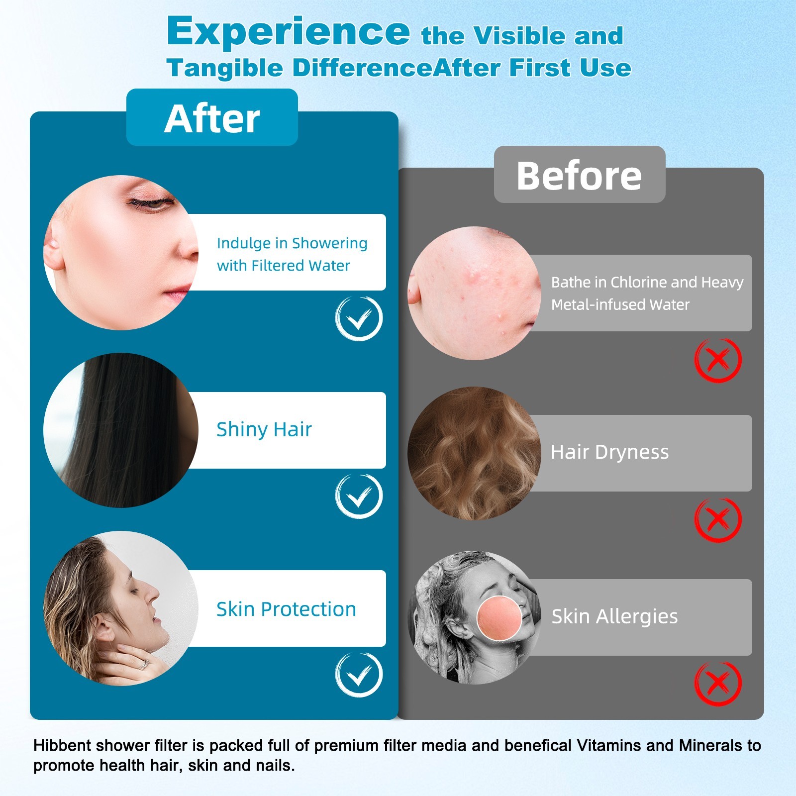 High Pressure Shower Head with handheld spray combo Filtered LED Temp Display