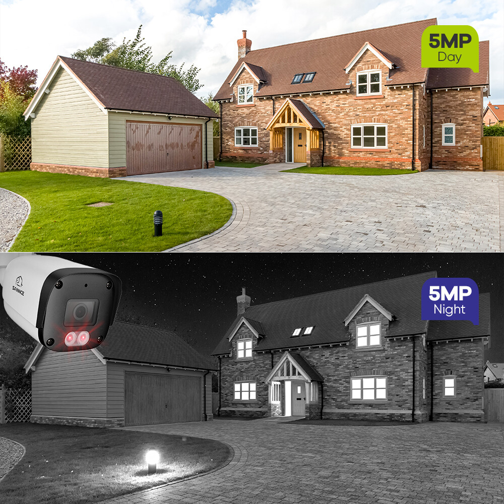 SANNCE 5MP POE Audio Recording Security Camera System 8CH NVR AI Human Detection