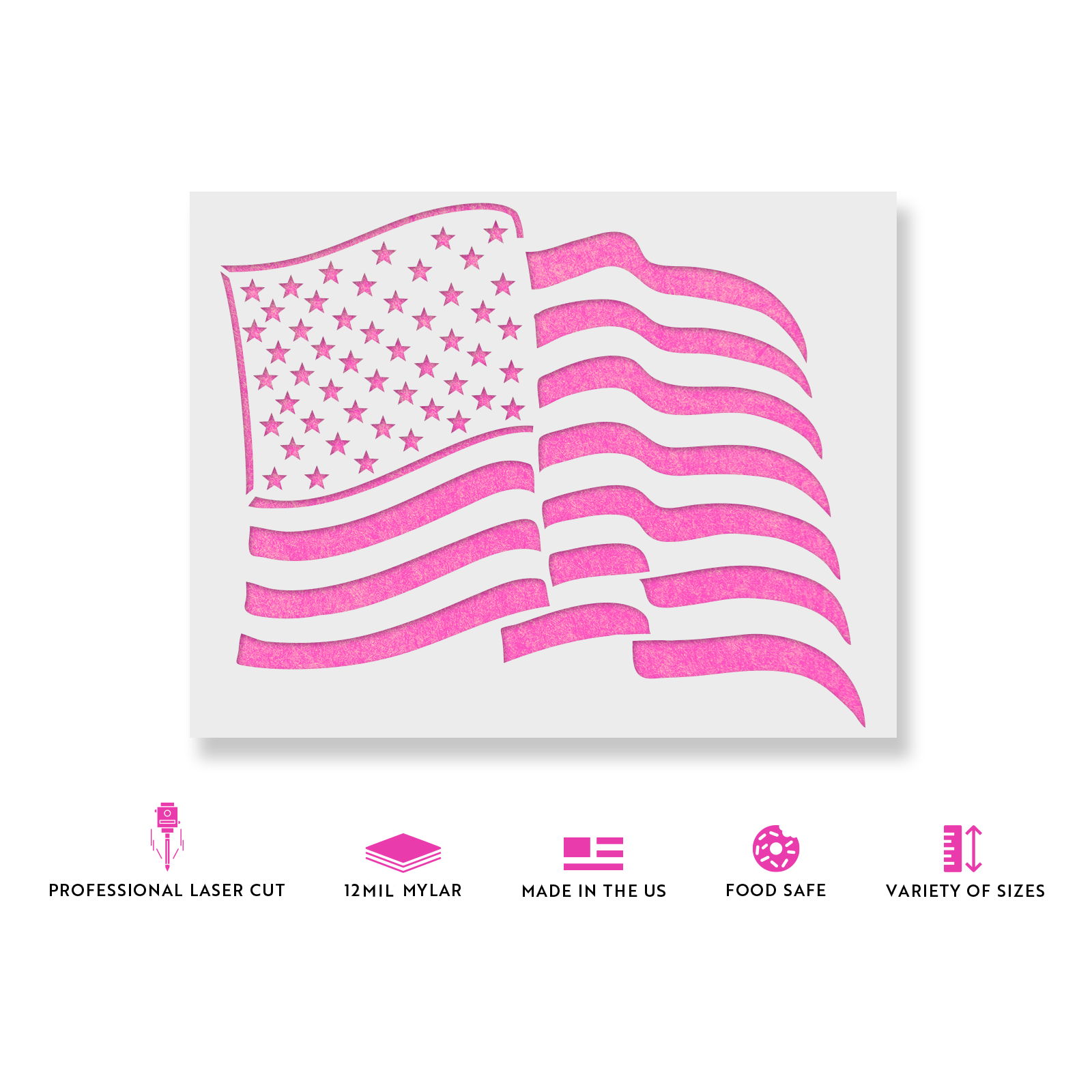 Waving American Flag Stencil - Mylar Stencils, Huge Stencils, Diy Craft