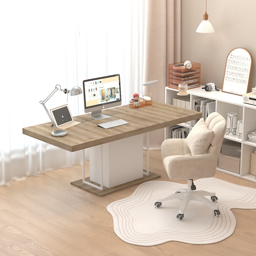 Rectangle extendable dining table for 6-10 people aged effect wood 160-200 cm