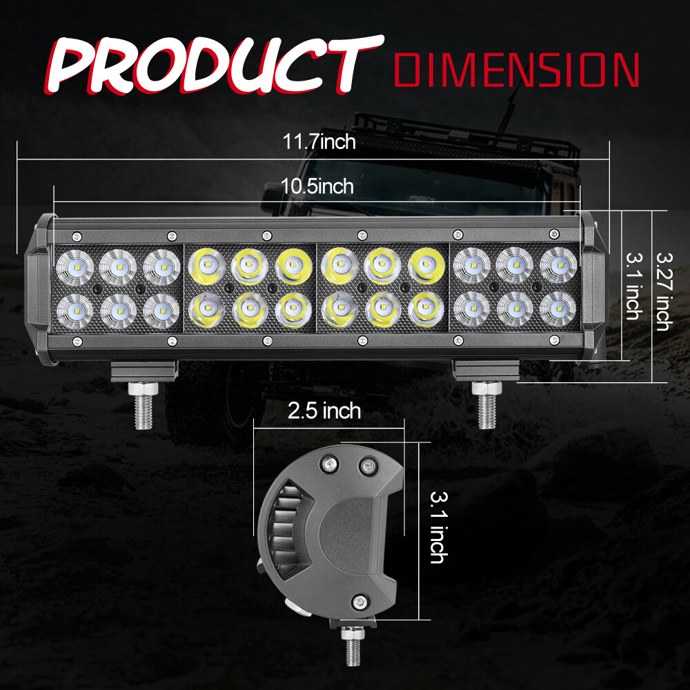 12" Inch LED Light Bar Spot Flood Combo Work Driving Off Road SUV ATV Truck UTV