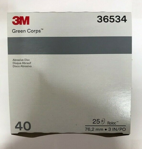 3M Green Corps Roloc Grinding Discs 3" 40 Grit 3M 36534 replacement for 3M 01408