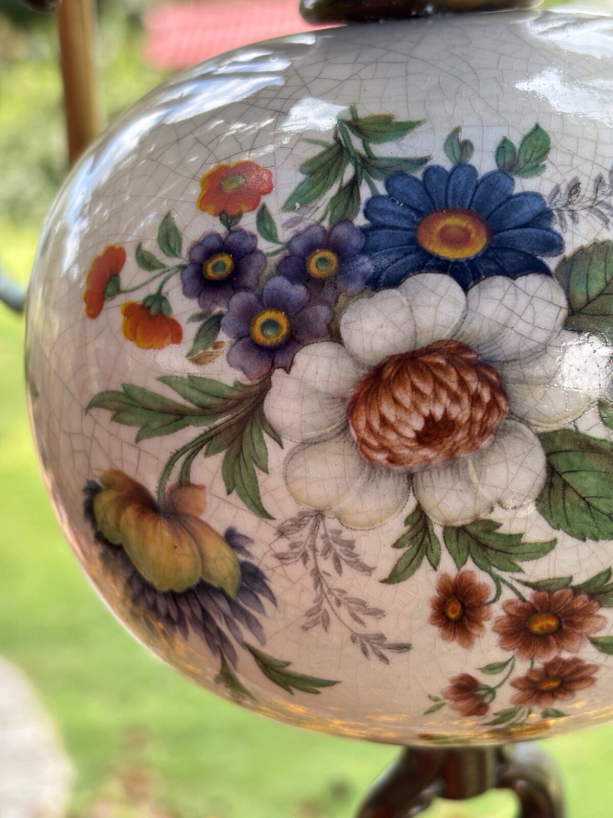 French hand painted 6 arm Porcelain Chandelier from the 20-40s