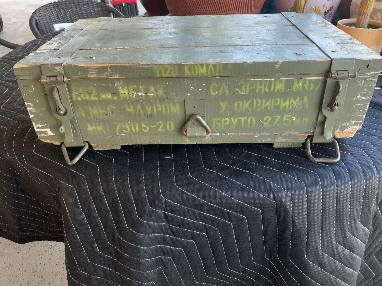 Vintage Military Wooden Crate 7.62MM M67 Green Ammo Box Serbian Russian ???