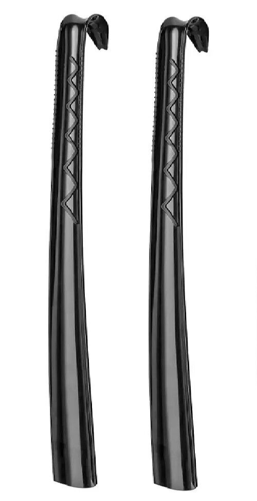 2 NEW Pack IKEA Like Style LONG HANDLE BLACK SHOE HORNS Rubberized Handle