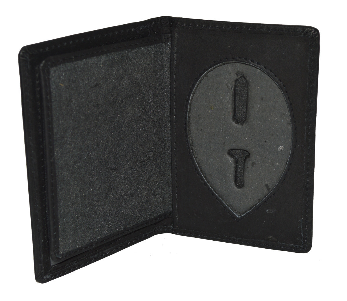 POLICE ID BADGE HOLDER SHIELD BADGE BIFOLD NEW BLACK GENUINE LEATHER