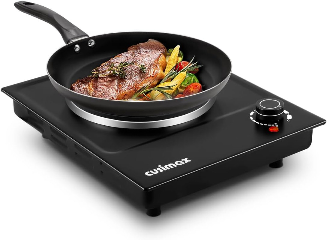 CUSIMAX Hot Plate, Single Burner Electric Cooktop, 1500W Electric Burner Hot Pla