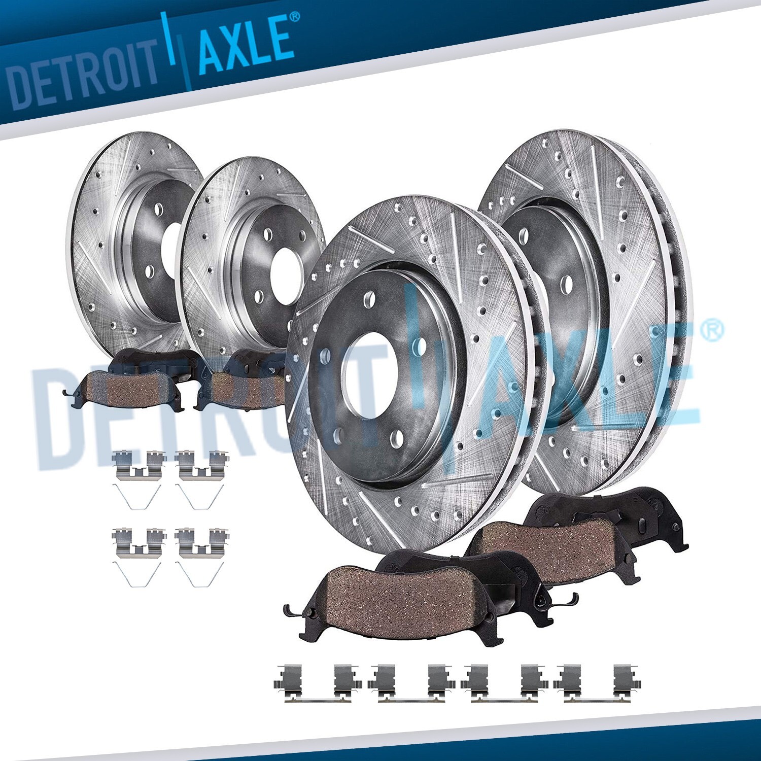 11.54" Front 11.10" Rear Drilled Rotors Brake Pads for 2013 - 2017 Honda Accord