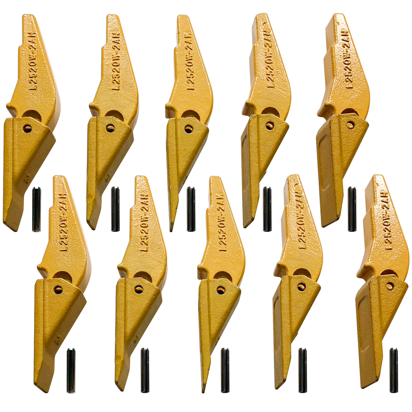 L2520N-2AH Weld On Adapter Bucket Shanks 2A Bucket Teeth with Pins - 10 Set