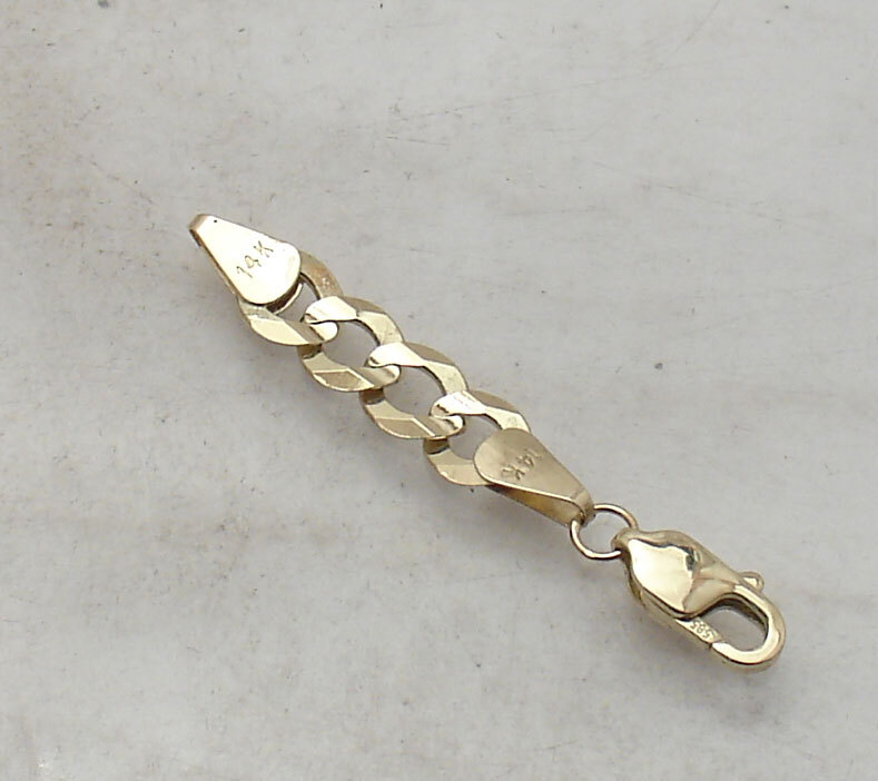 7mm Curb Cuban Link Chain Necklace Bracelet Extender REAL Solid 14K Yellow Gold