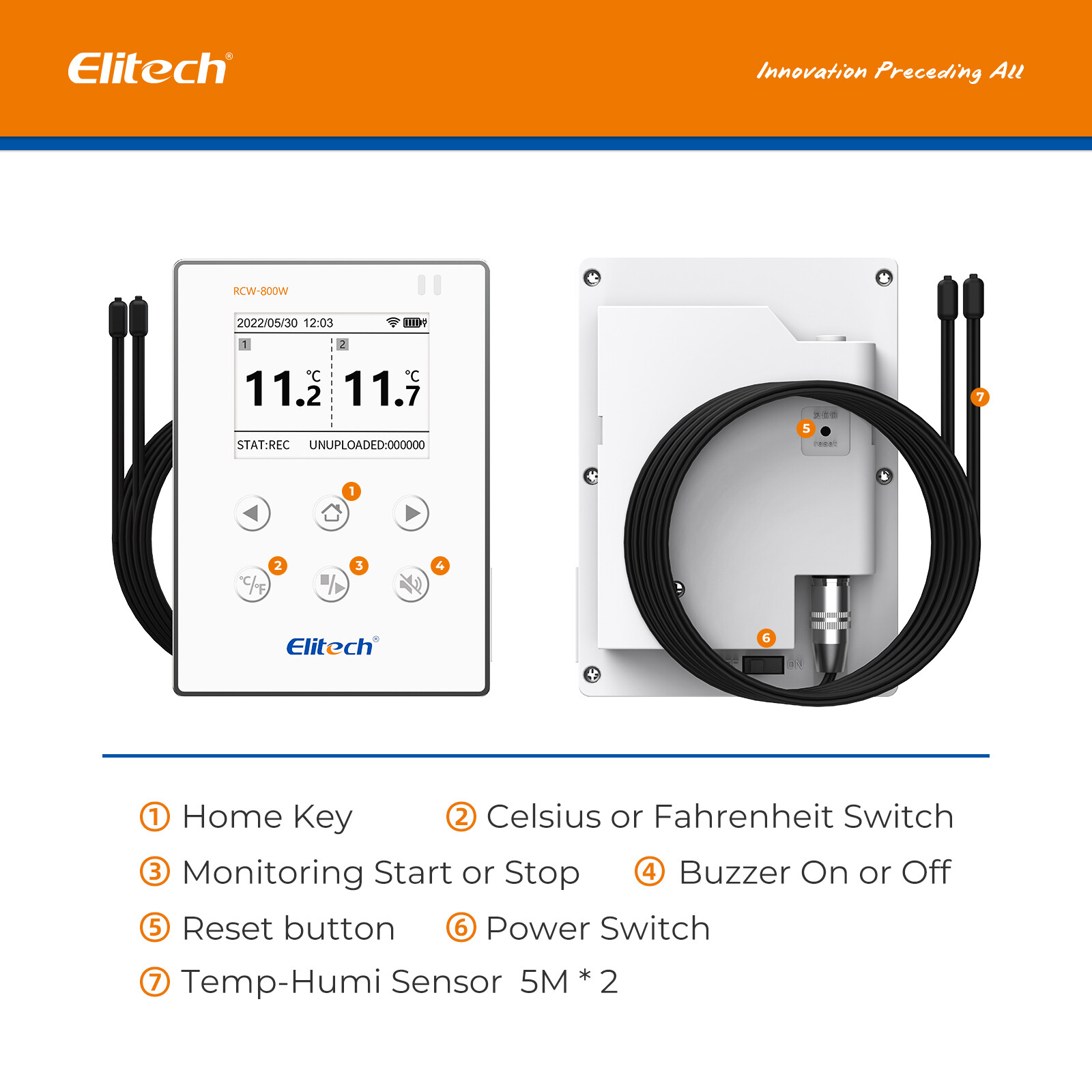 Elitech Temperature Data Logger WiFi Recorder Monitor Cloud Storage RCW-800W-TDE