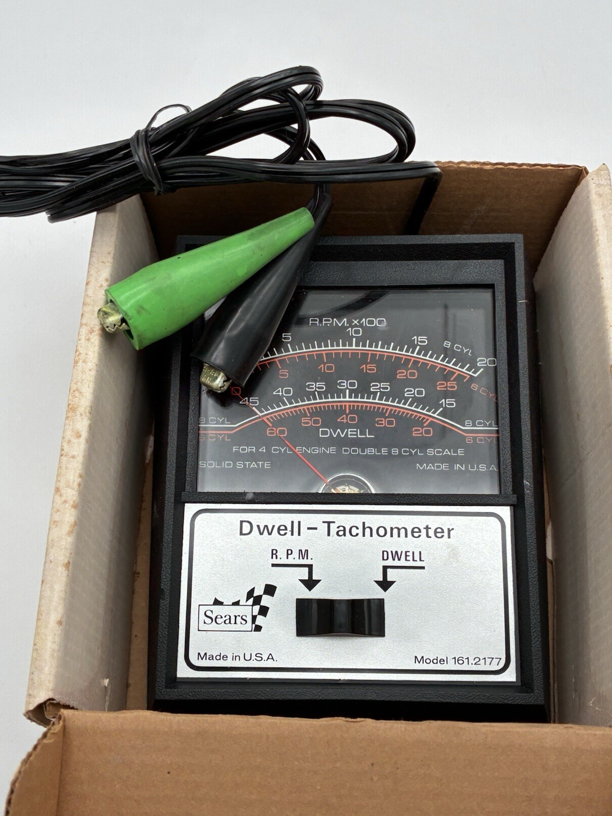 Vintage Sears Dwell Tachometer Model 28-2177 w/ Box Manual Diagnostic Meter