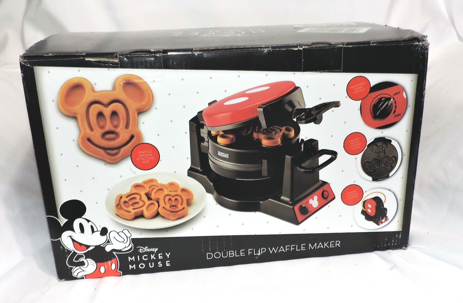 Disney Mickey Mouse 90th Anniversary Double Flip Waffle Maker - NEW 6 at Once