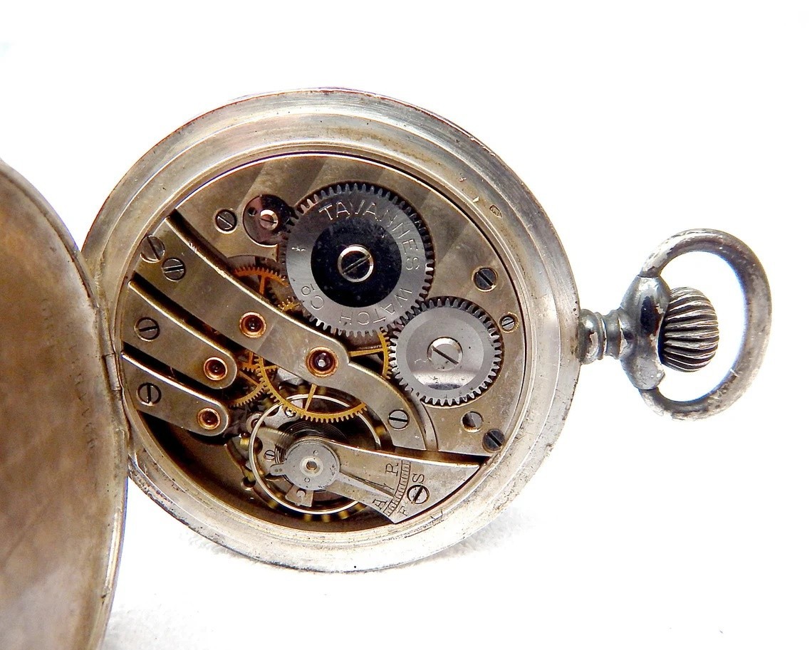 Pocket Watch Cronometro Escasany Dial Porcelain Case Silver 53mm 1910c Working