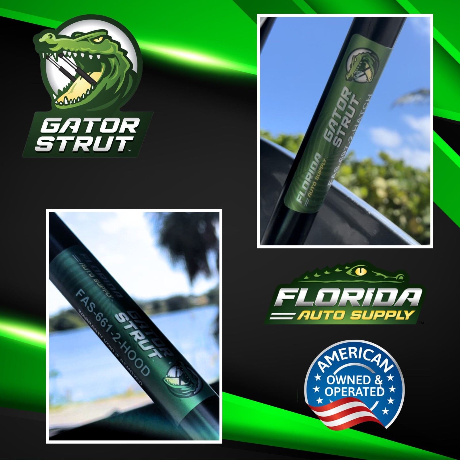 2 Deck Lid Compartment Lift Supports FAS-659 For 98-04 C5 Corvette Convertibles