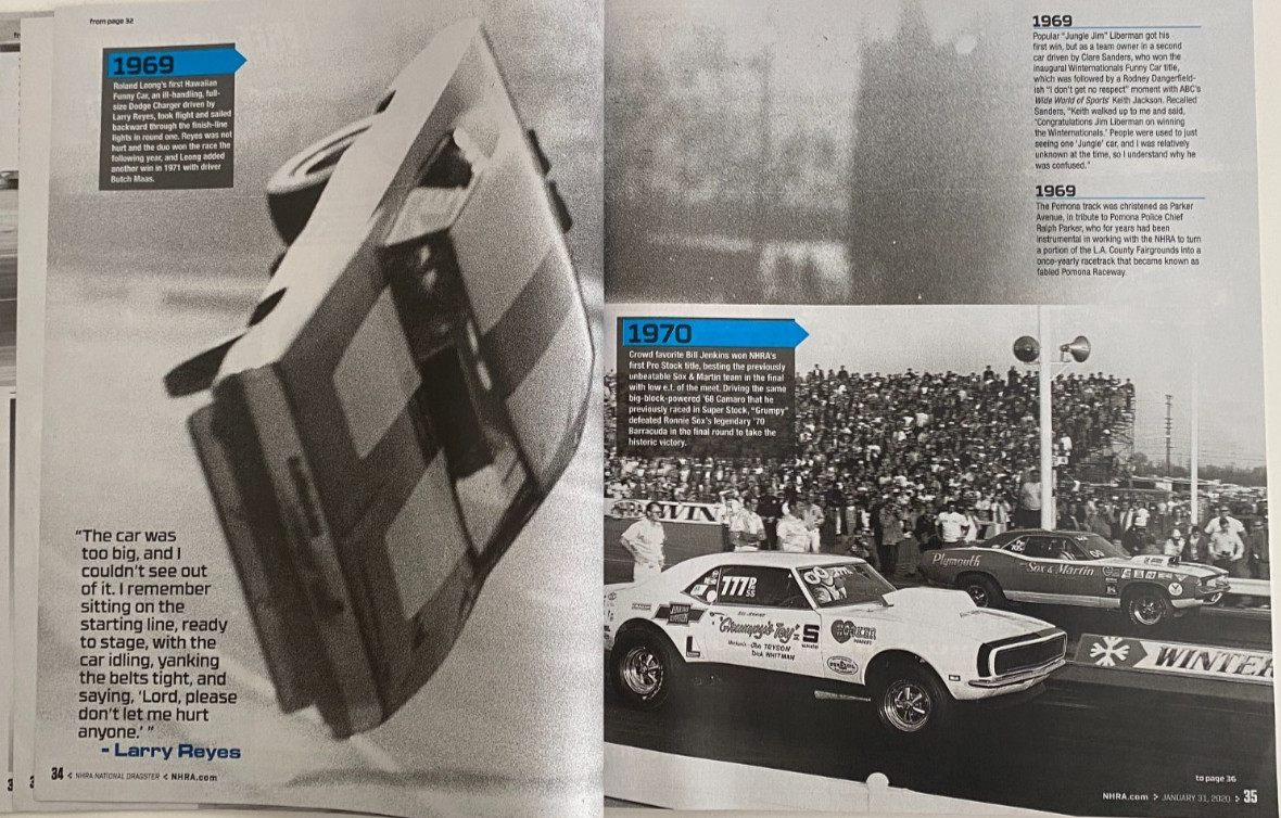 NHRA DRAG RACING SIGNED ED ISKENDERIAN 60TH WINTERNATIONLS POMOMA CA.