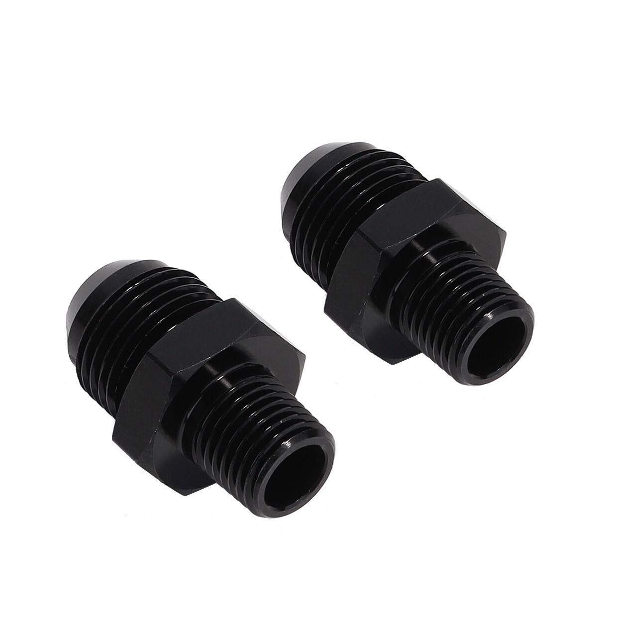 1/8" NPT to 4AN Fitting Male Straight Fittings Adapter Aluminum Black 2Pcs