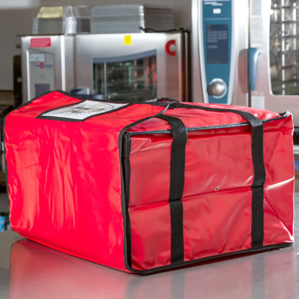 6 PACK 20" x 20" x 12" Red Vinyl Insulated 16" & 18" Pizza Food Delivery Bag