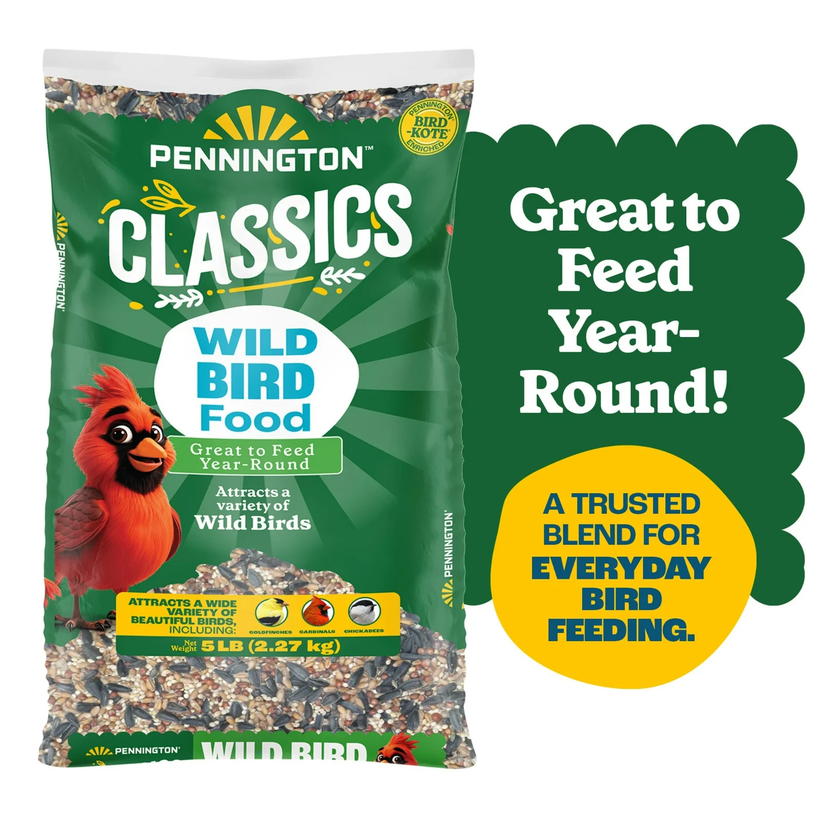 Pennington Classic Wild Bird Feed and Seed Bag 15 lb. Birds Food