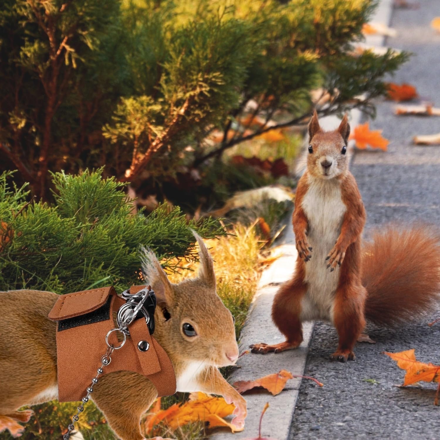 3 Pack Squirrel Harness and Lesh Set Adjustable Leather and Traction Rope Strap