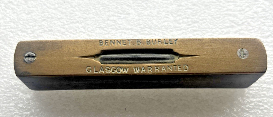 Miniature Spirit Level 4" - Brass & Hardwood - By Bennet B. Burley, Glasgow