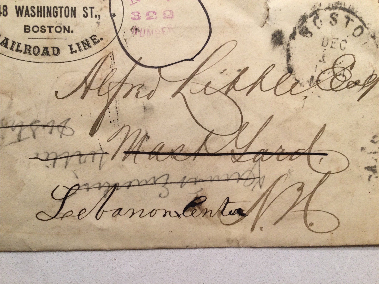 Rare 1880s Central Vermont Railroad Line Mast Yard NH Cancel 3c Postal Cover