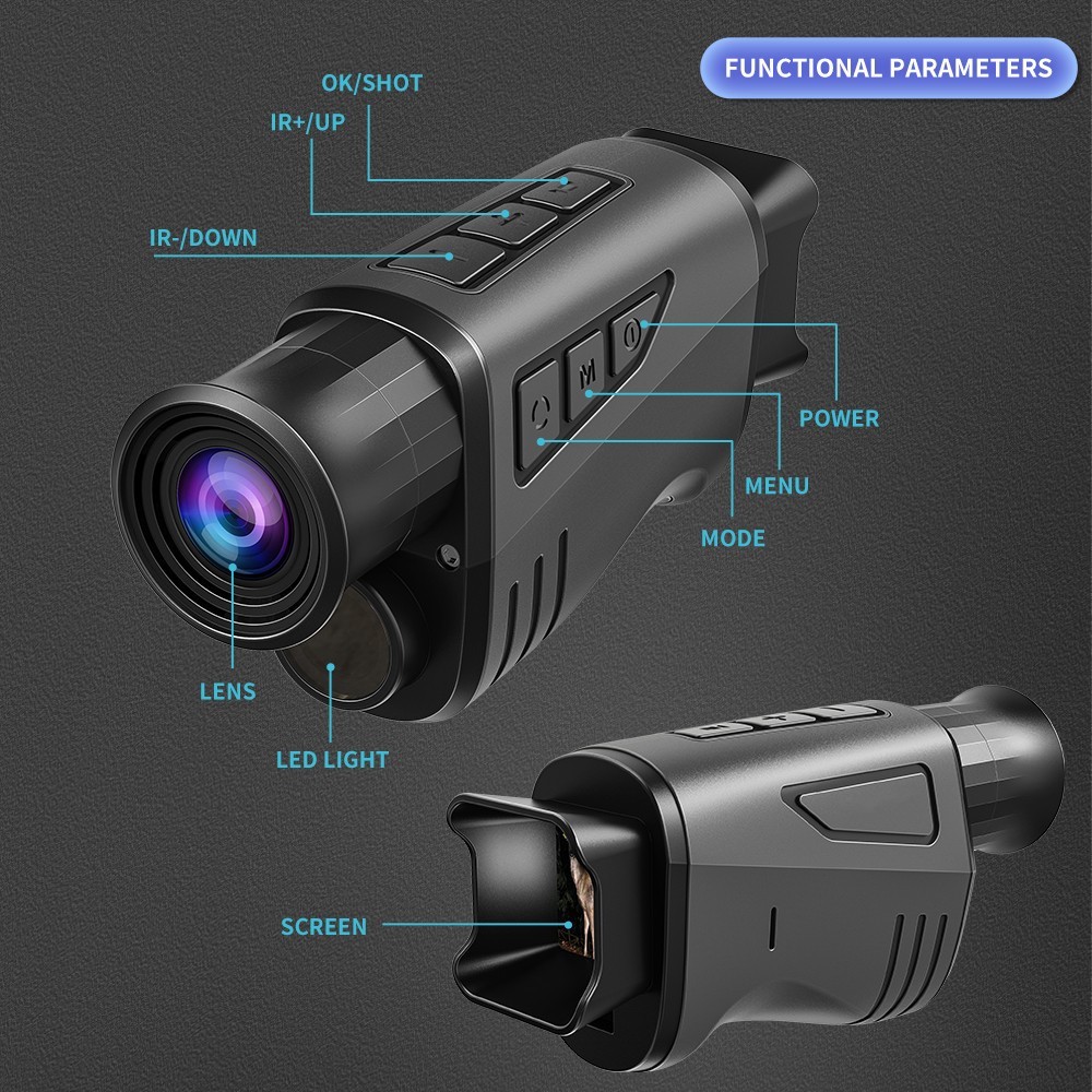 1080P Night Vision Monocular Digital Infrared Monocular Telescope 12MP 16X Zoom