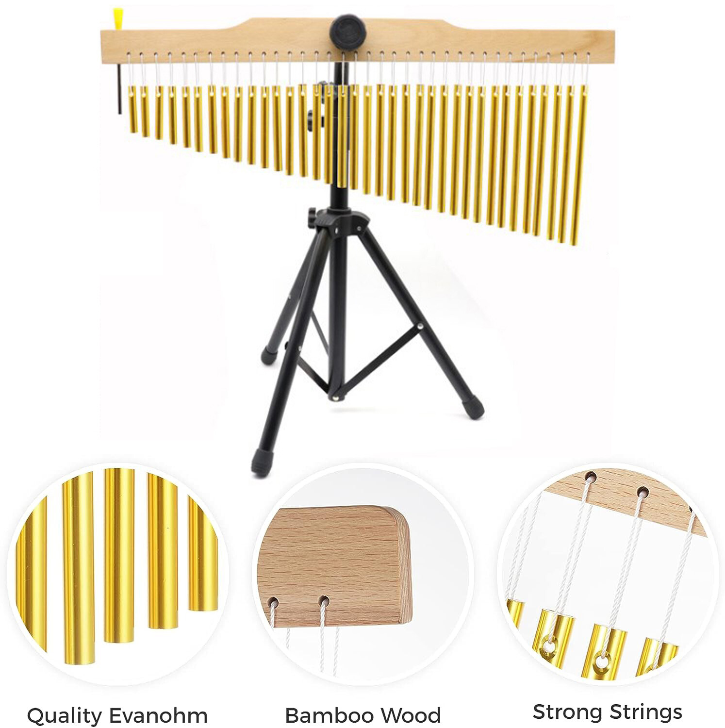 36-Tone Bar Chimes Single-Row Wind Chime W/Tripod Stand Stick Percussion Device
