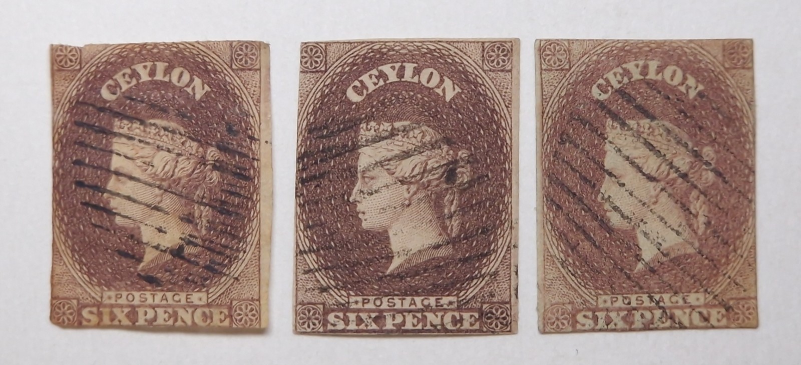 CEYLON QV 1857 6d Used Shades Collection, Unidentified (SG6) - High Catalogue