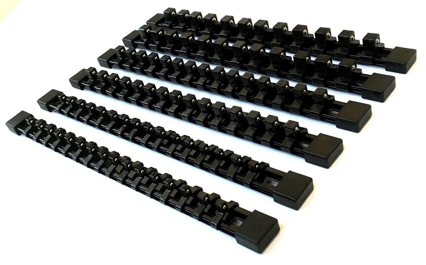 6 GOLIATH INDUSTRIAL MOUNTABLE SOCKET RAIL HOLDER ORGANIZER BLACK 1/4 3/8 1/2