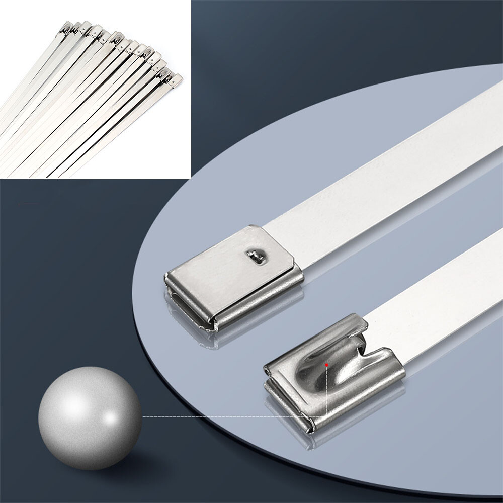 50 Pcs 304 Stainless Steel Metal Exhaust 150*4.6mm Wrap Locking Cable Zip Ties