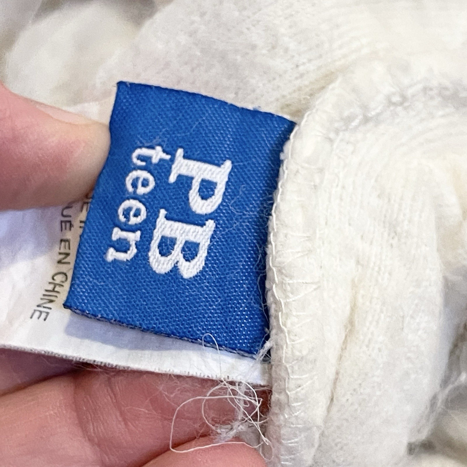 Pottery Barn Teen Ivory Shaggy Faux Fur Bean Bag Cover Retro Boho Zip Closure