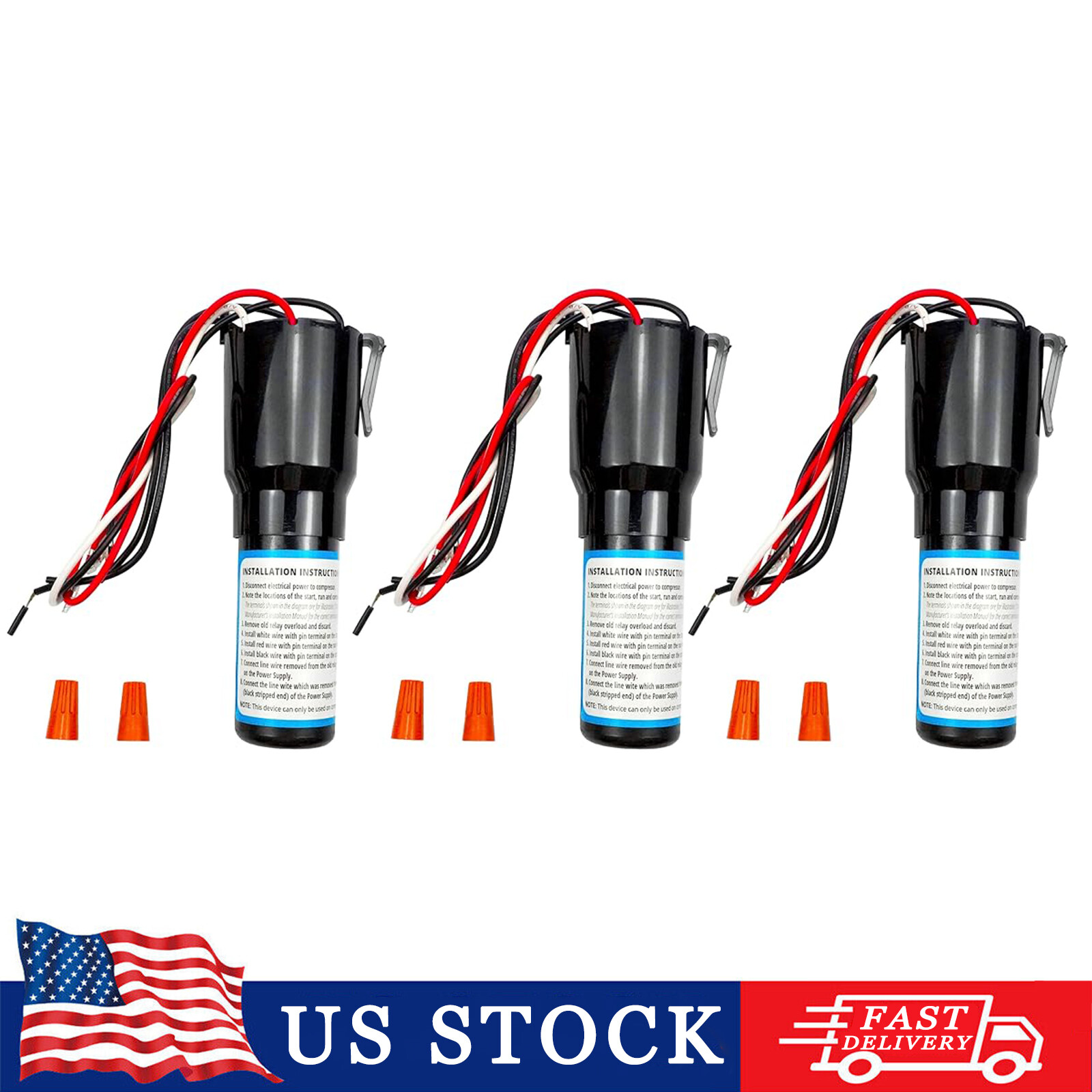 3Pcs RCO210 3 in 1 Relay Hard Start Capacitor Kits Refrigerator 1/2 HP 115VAC