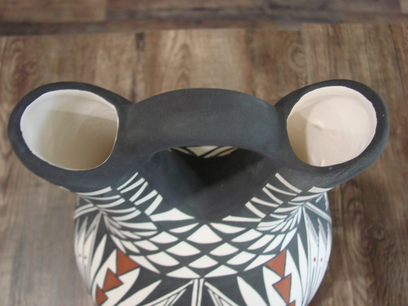 Native American Fine Line Hand Painted Wedding Vase by M. Lukee