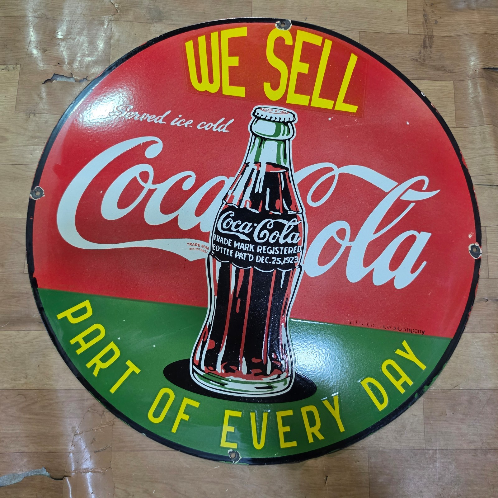 COCA-COLA PORCELAIN ENAMEL SIGN 29 X 29 INCHES