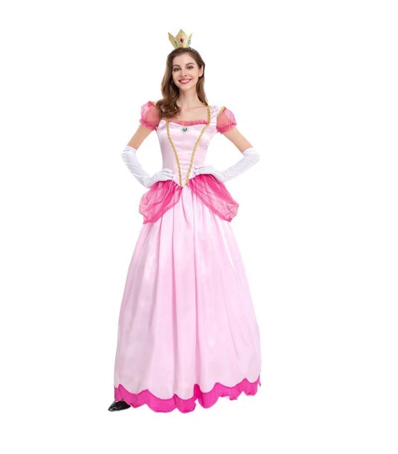 Adult Princess Peach Cosplay Fantasia Fancy Dress Costumes - Size Large - New!