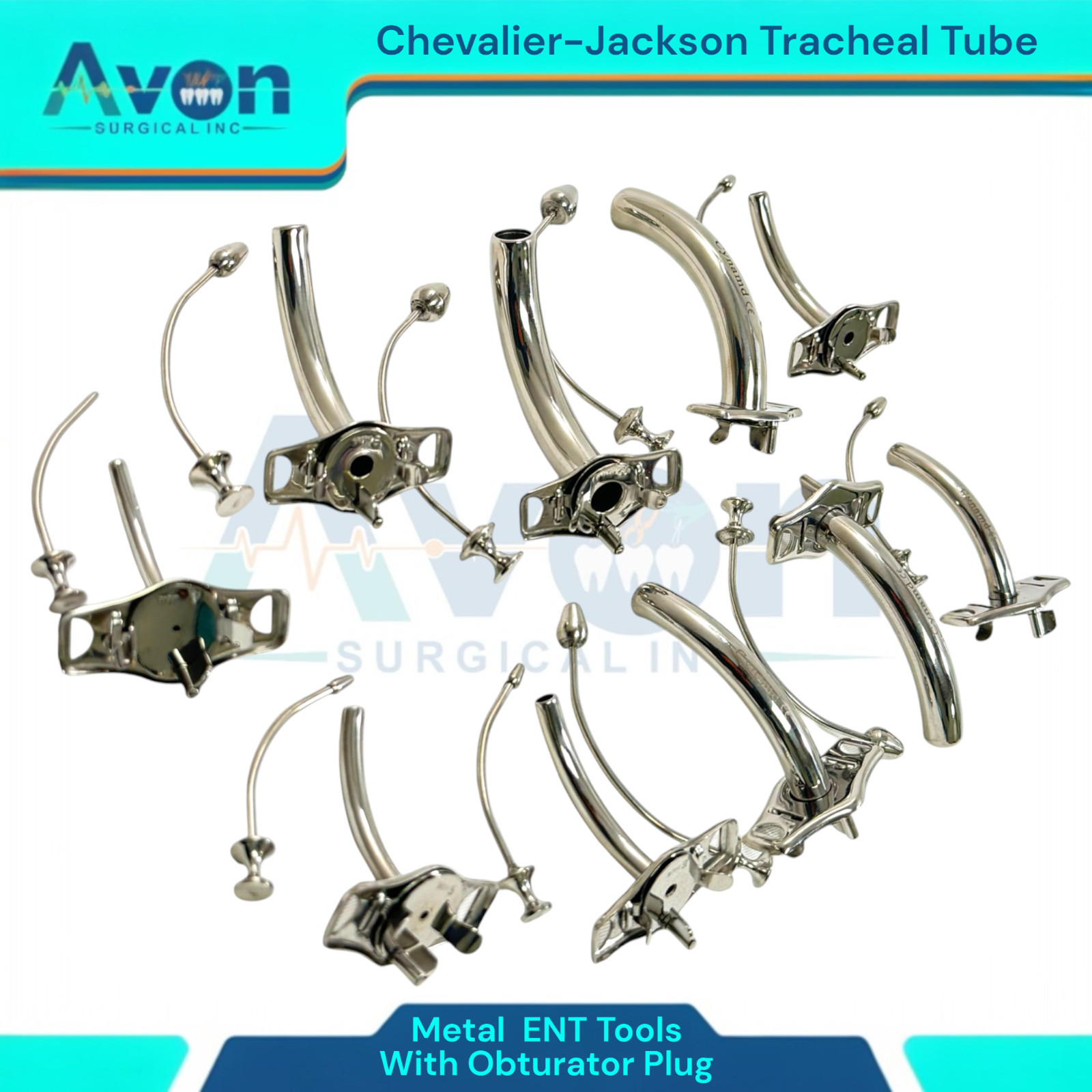 Jackson Tracheal Cannula Tube with Obturator Plug, Metal, Tracheostomy Tool, 1pc