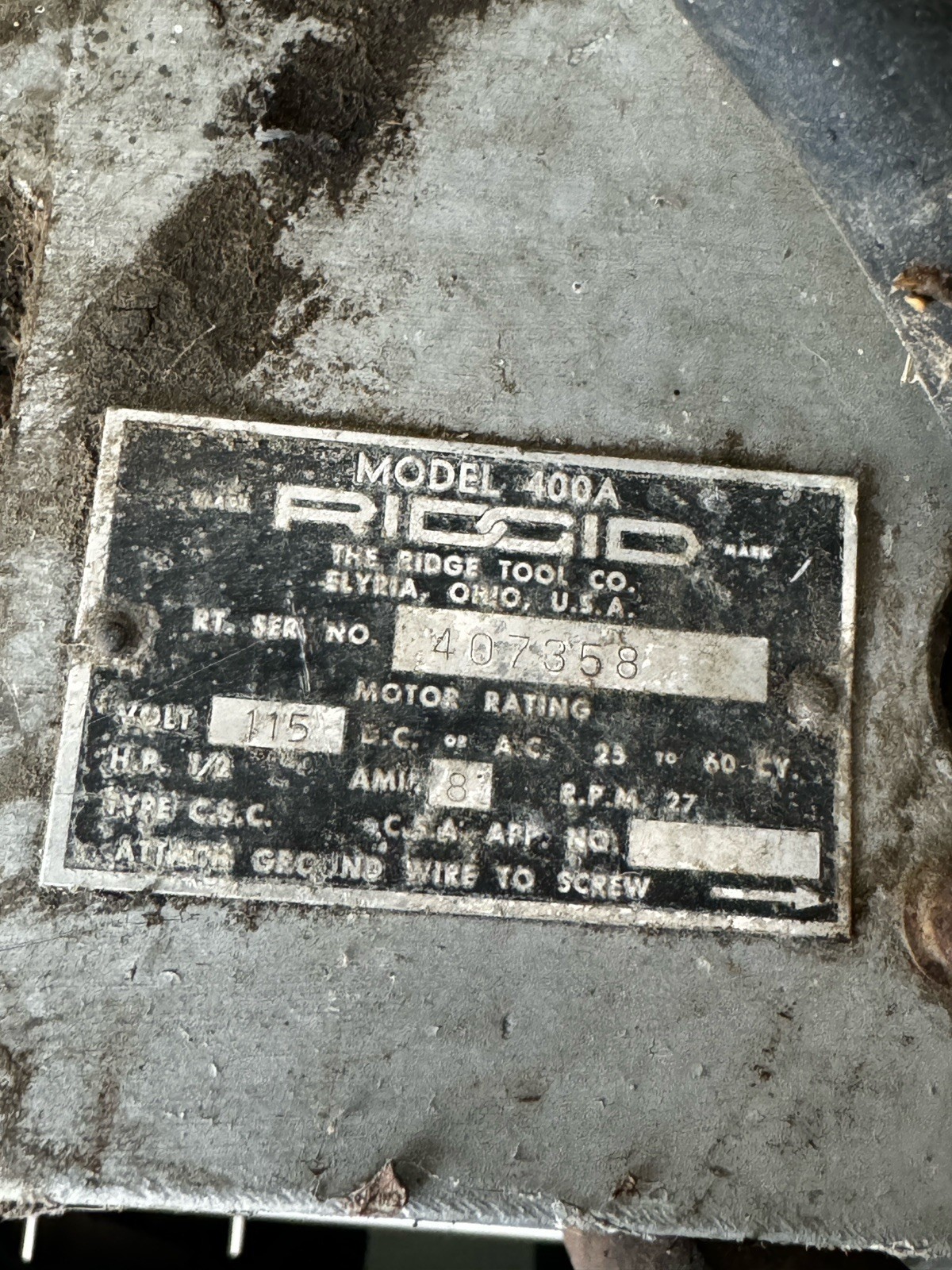 Ridgid 400 Electric Pipe Threader Machine