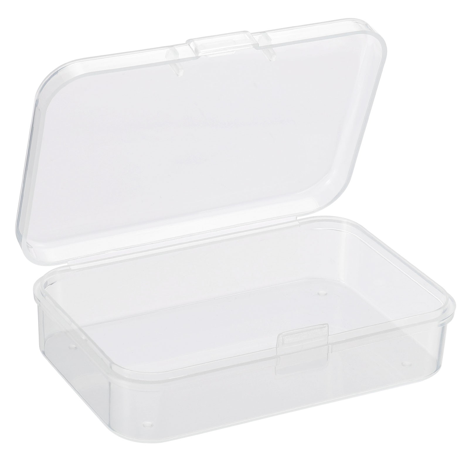 12 x Clear Storage Container Hinged Lid 75x50x21mm Plastic Rectangular Box