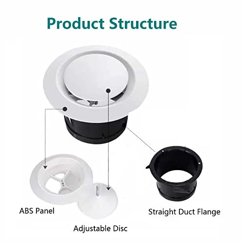 4 inch ABS White Round Soffit Exhaust Vent for 4 Inch Adjustable Air Vent