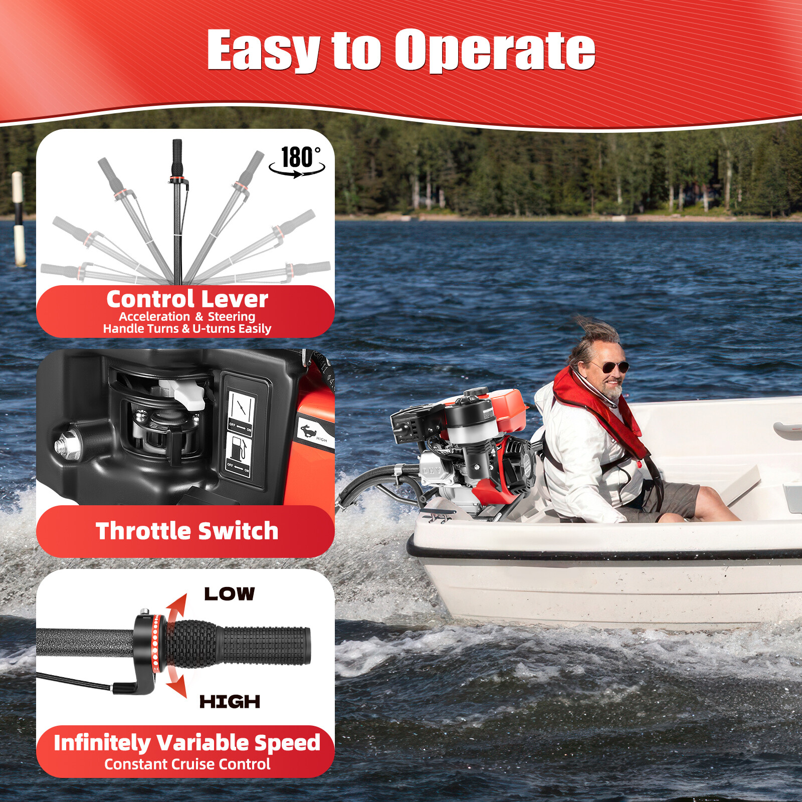 7.5 hp 4 Stroke Outboard Motor Fishing Boat Engine Air Cooling System Newest