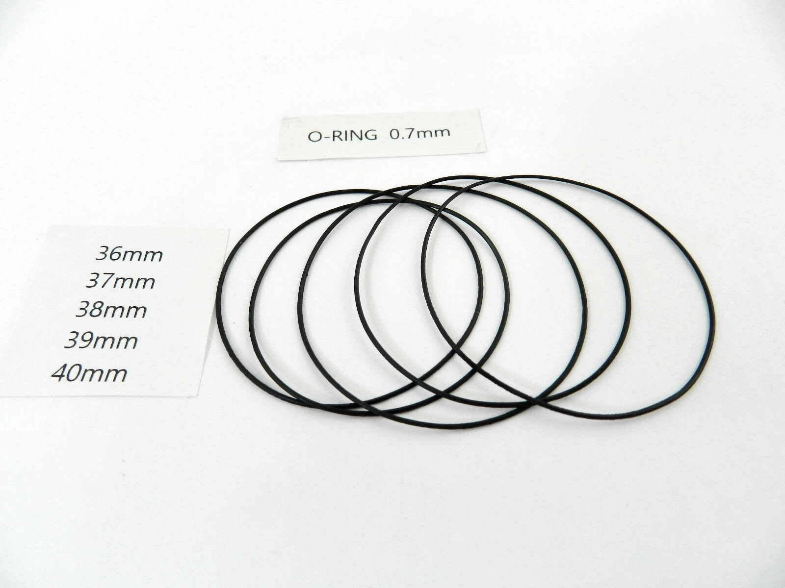 Rubber Watch Case Back O Ring Round Gasket  36mm-40mm  Thick 0.7mm