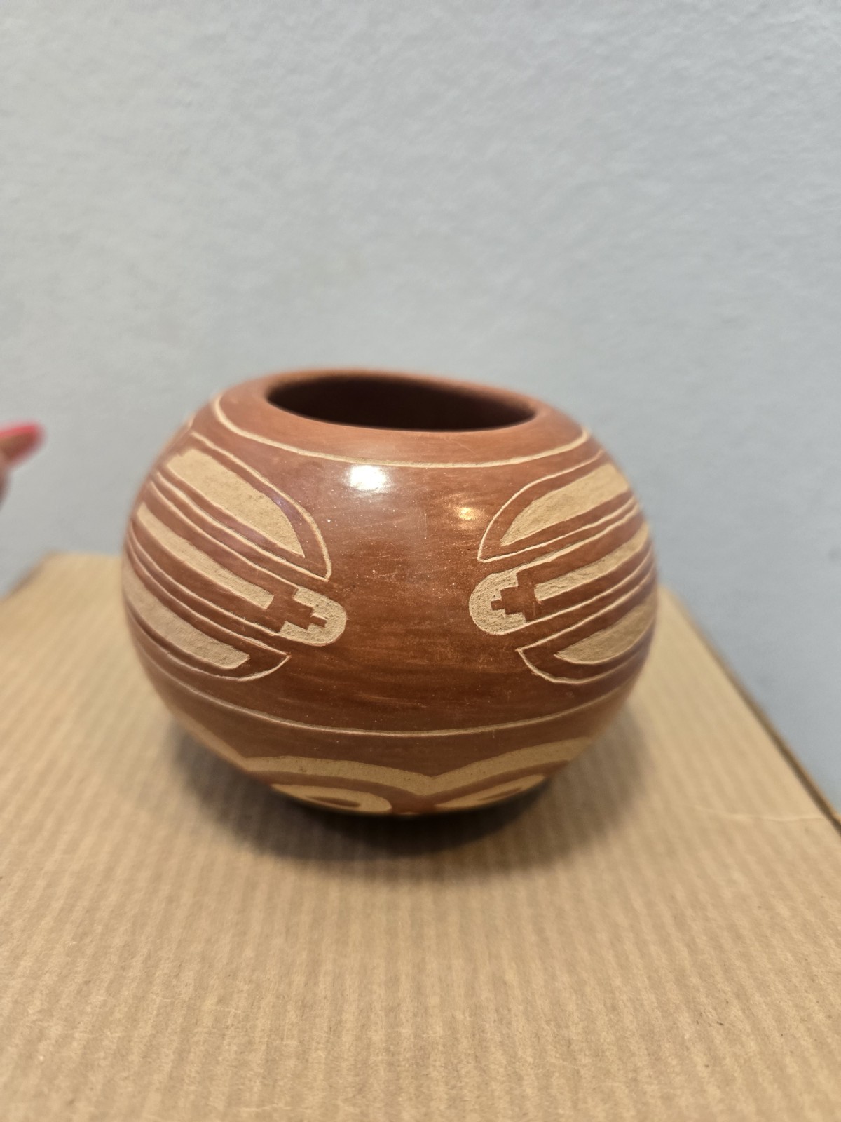 Hand Etched Design Pot Signed MF Toledo (Jemez N. Mexico)