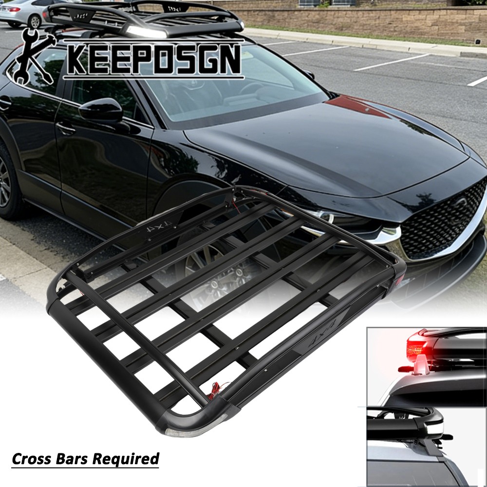 For Mazda CX-30 Aluminum Top Roof Rack Cargo Carrier Basket Holder w/ LED Lights