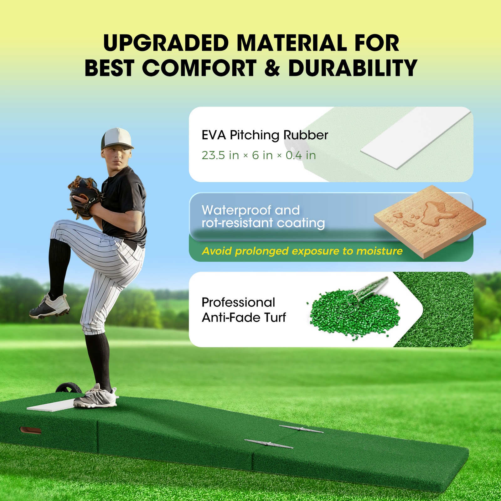 90"Portable Foldable Pitching Mound with Professional Pitching Rubber and Wheels
