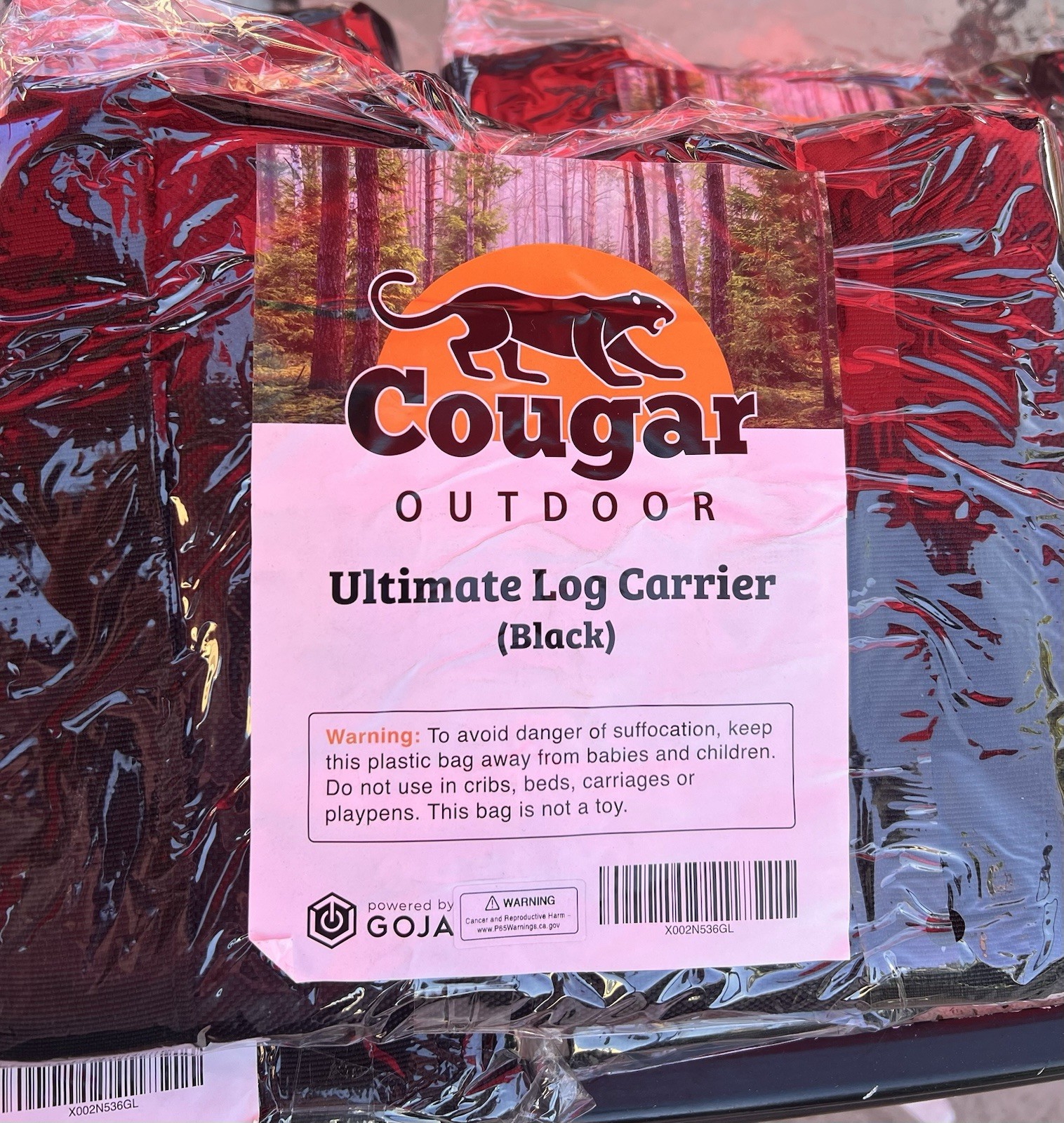 Cougar Outdoor The Ultimate Log Carrier Black 2 Handles Heavy Duty