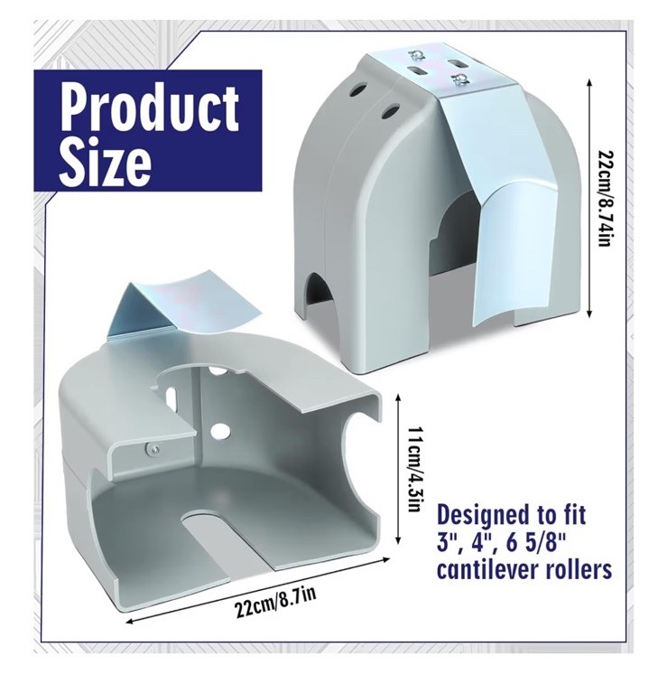 4 Pack Poly Covers w/ Brackets for 3", 4", 6 5/8" Cantilever Gate Rollers 🔒