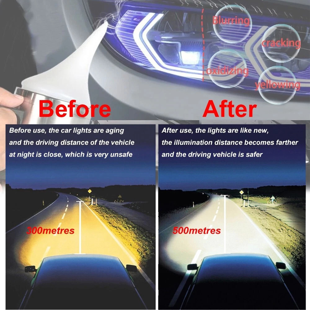 Headlight Restoration Kit 300g Liquid Polymer Repair Polish Tool Set for Cars US