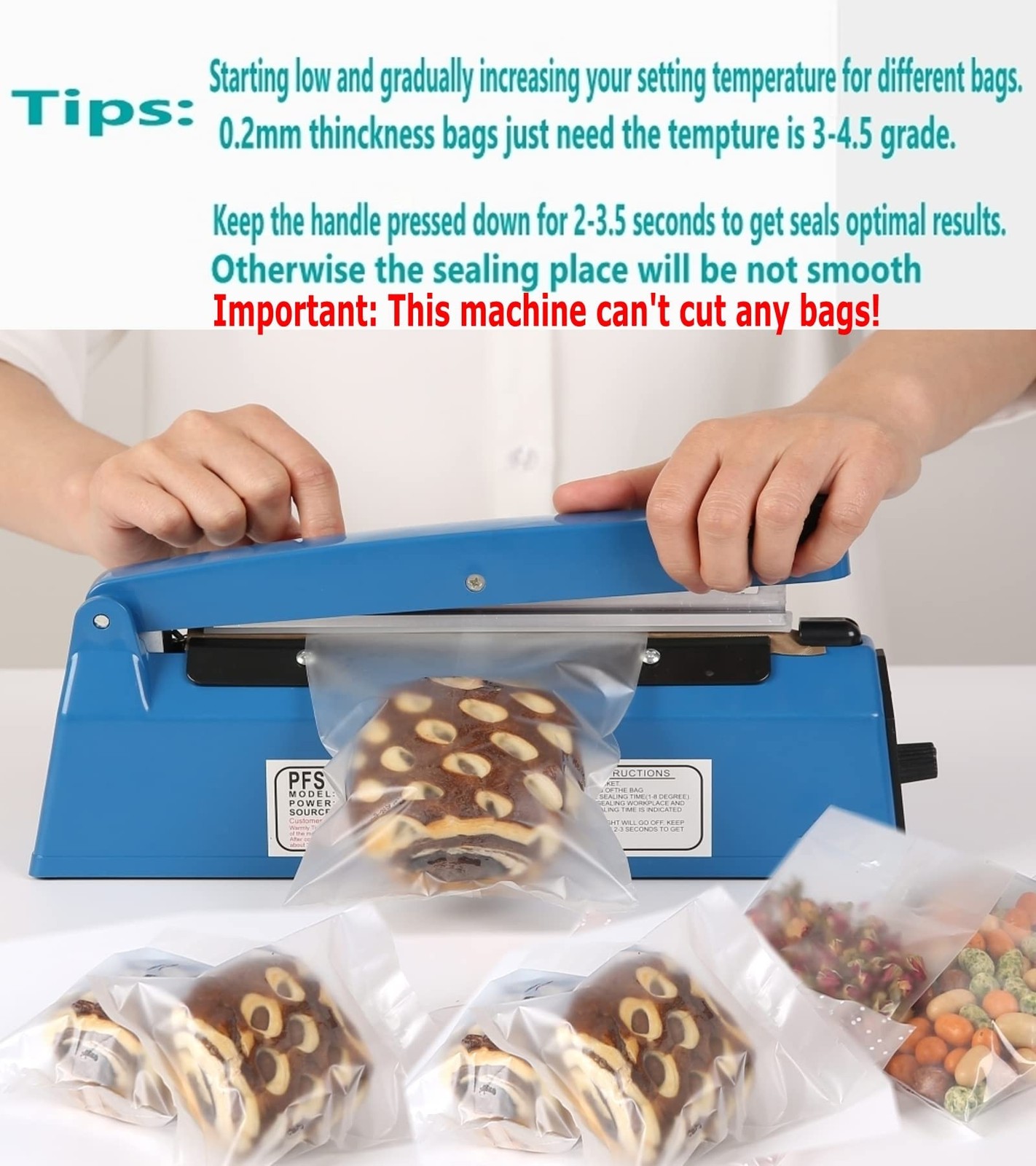 Impulse Heat Sealer Manual Bags Sealer Heat Sealing Machine 12 Inch Impulse S...